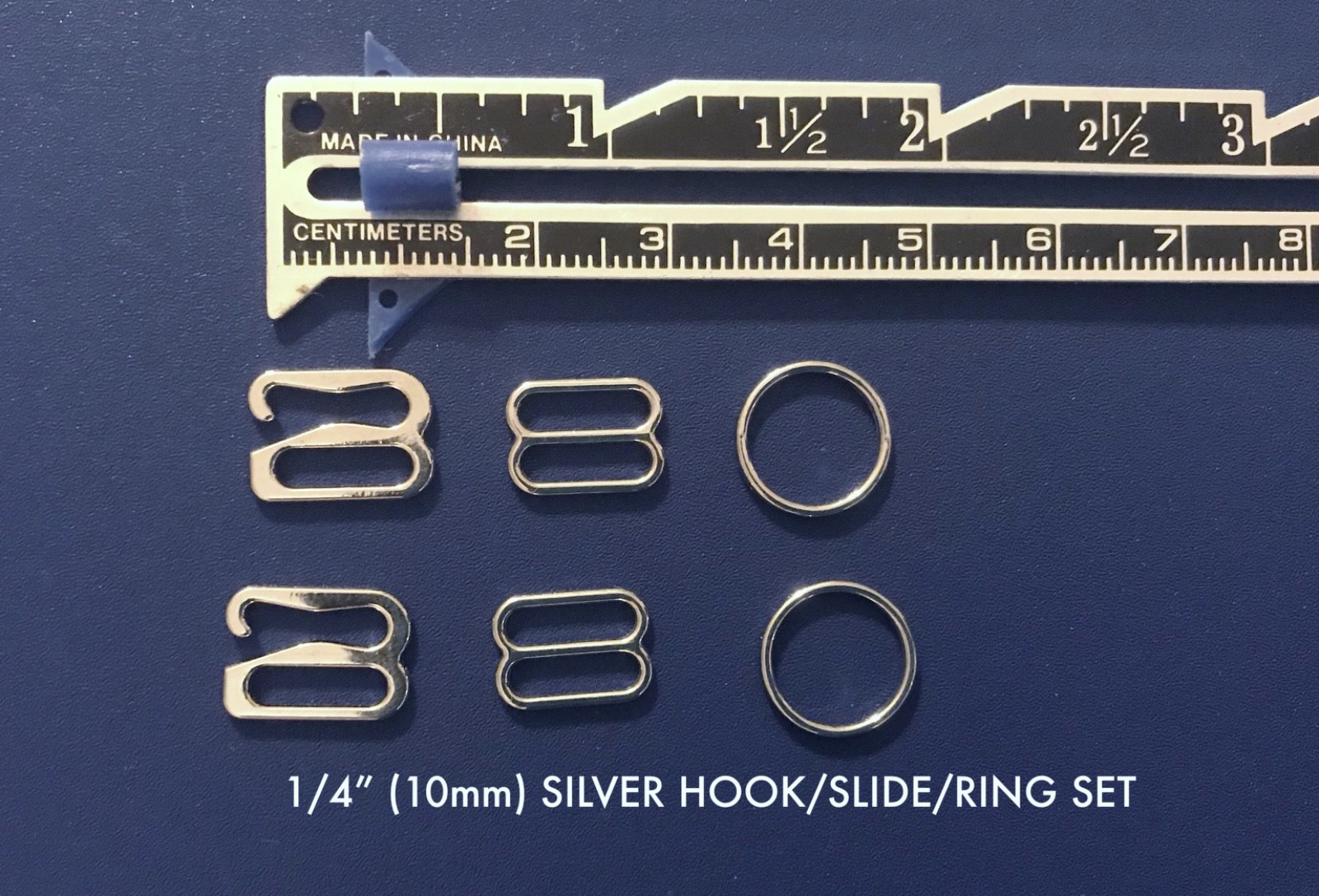 Silver Metal 1/4" Hook Slide Ring Set Bra Lingerie Bathing Suit Strap US Seller