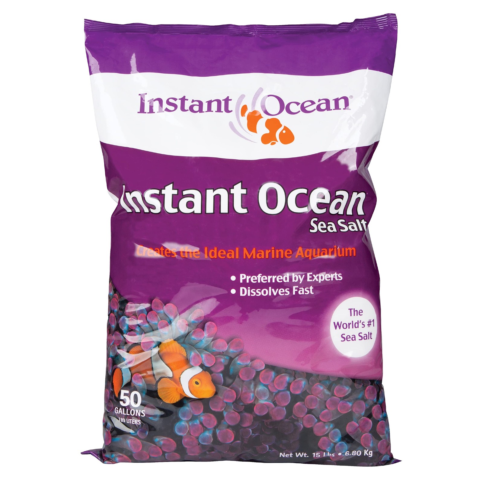Instant Ocean Sea Salt 50 Gallons, For Marine Aquariums, Fast Dissolving