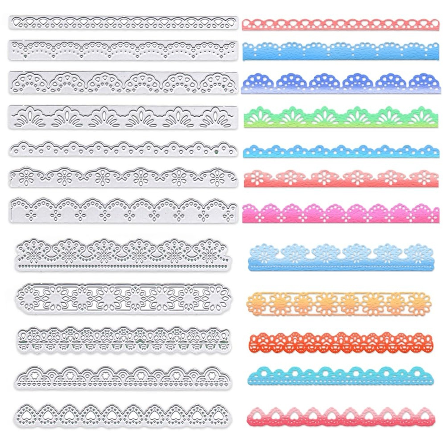 ALIBBON 12 Pcs Lace Border Die Cuts for Card Making, Flower Banner Cutting Di...