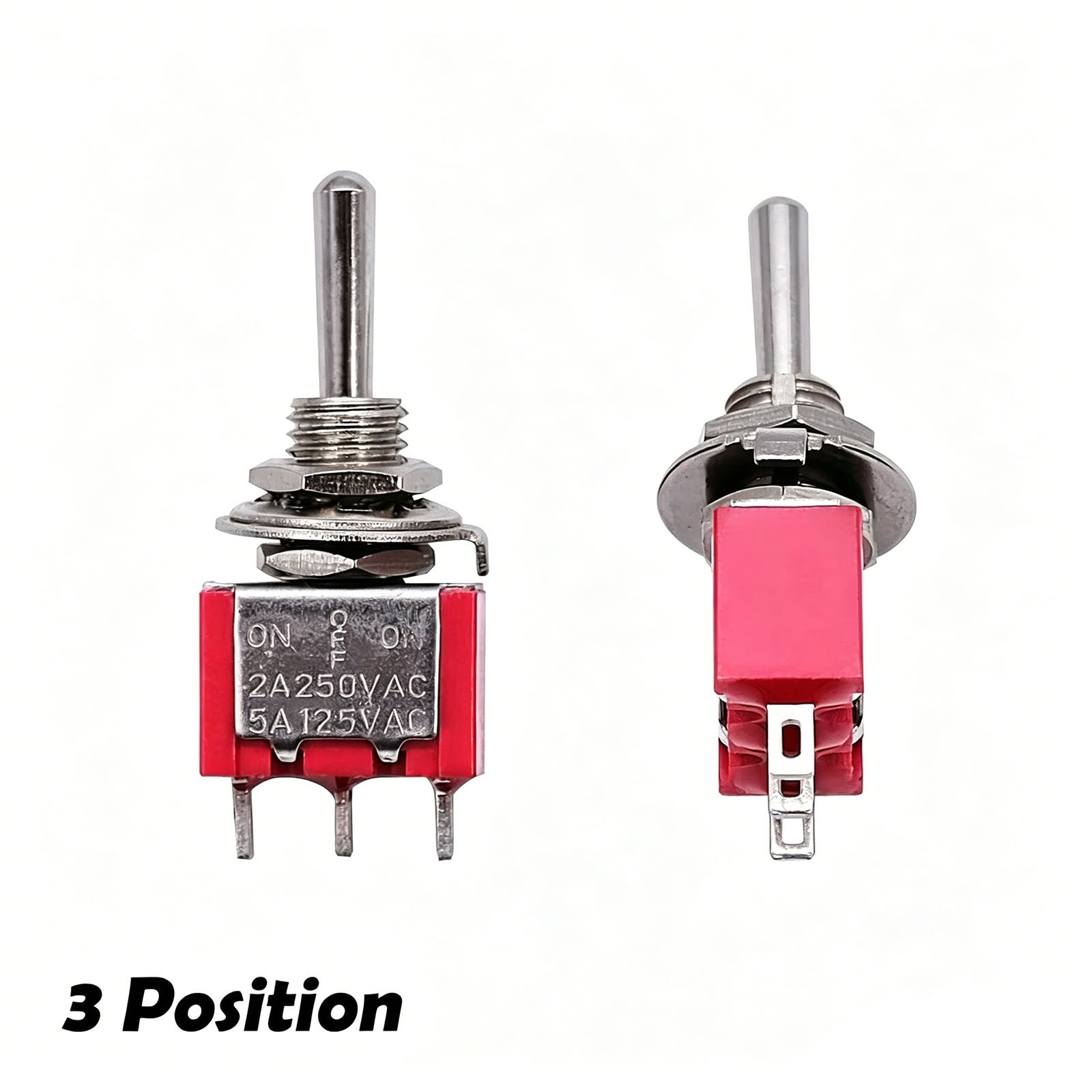 5pcs Maintained Mini Miniature Toggle Switch 3 Terminal 3 Position SPDT ON/Off..