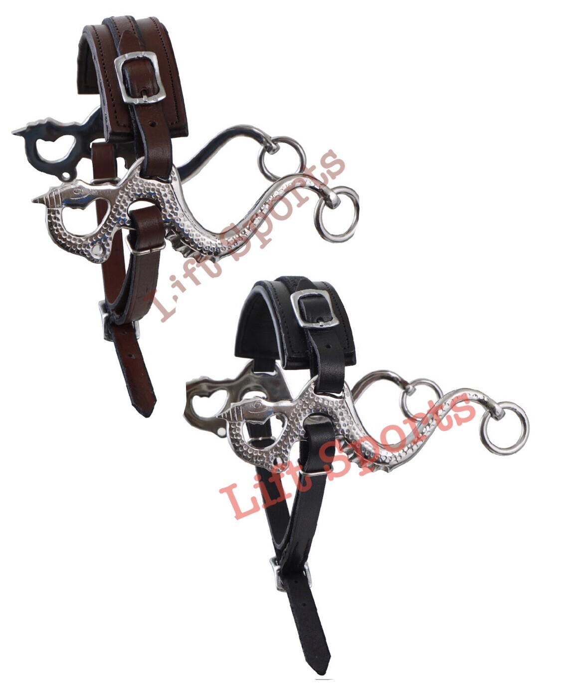 Brown/Black Dragon Hackamore Bitless Horse Bit Bridle Leather Western English