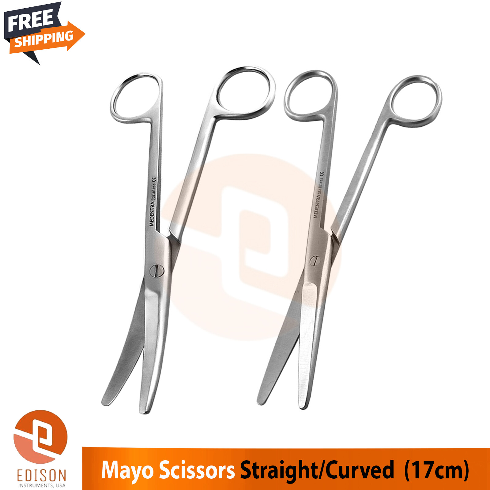 First Aid Mayo Scissors Straight/Curved 7" Surgical Operating Dissecting Shears