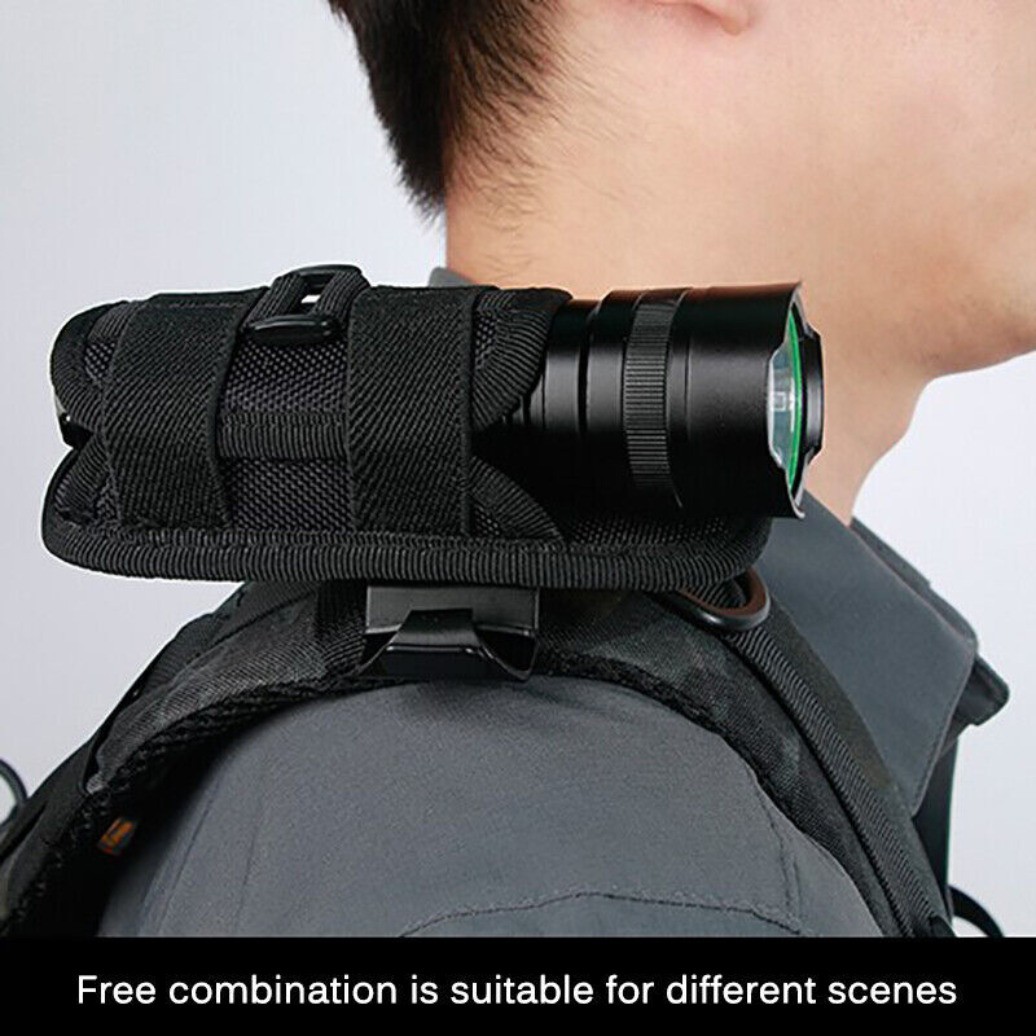 Tactical Flashlight Holster Duty Belt Pouch Rotatable Clip 360 Degree Holder