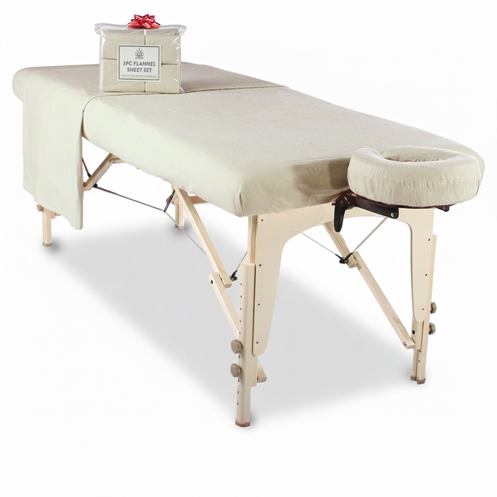 3pc Flannel Massage Table Sheet Set Cotton Blend Double Brushed Soft Spa Linens