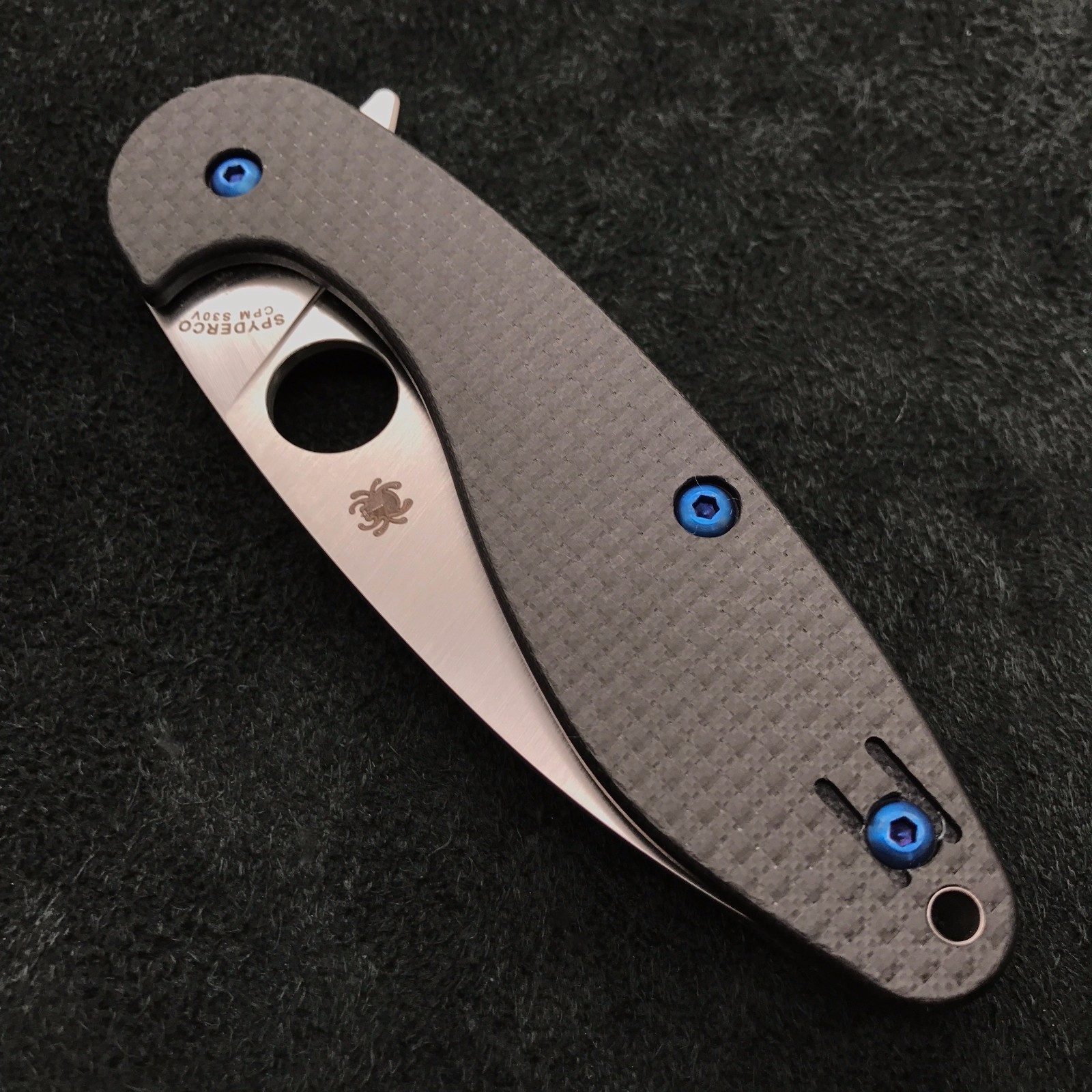 Spyderco Sliverax ~ (6) Hex Screw Set ~ Titanium blue (No Knife) C228CFP