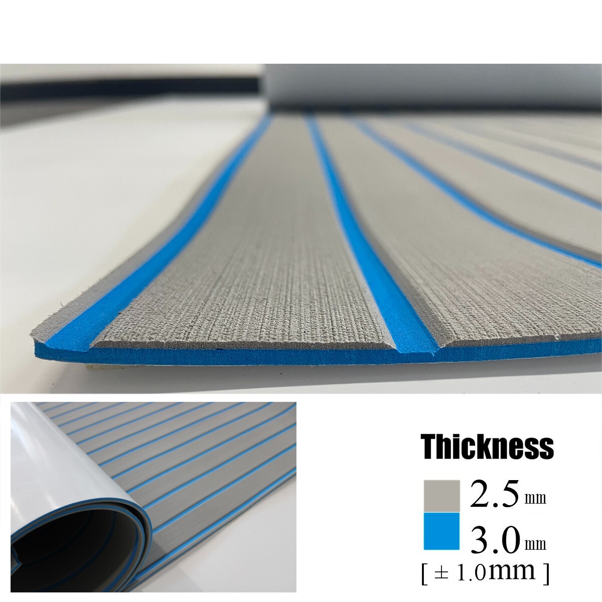 EVA Foam Marine Decking Yacht Flooring Gray/Blue 94''×35" Non-Slip Boat Deck Mat