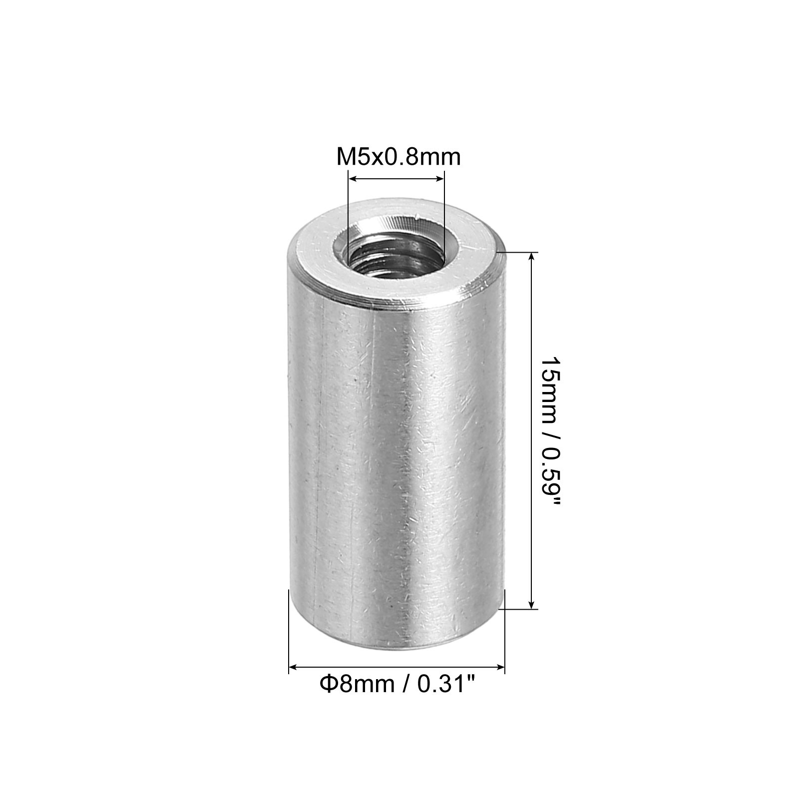10Pcs Round Connector Nuts, M5x15x8mm Coupling Nut Sleeve Rod Bar Stud Nut