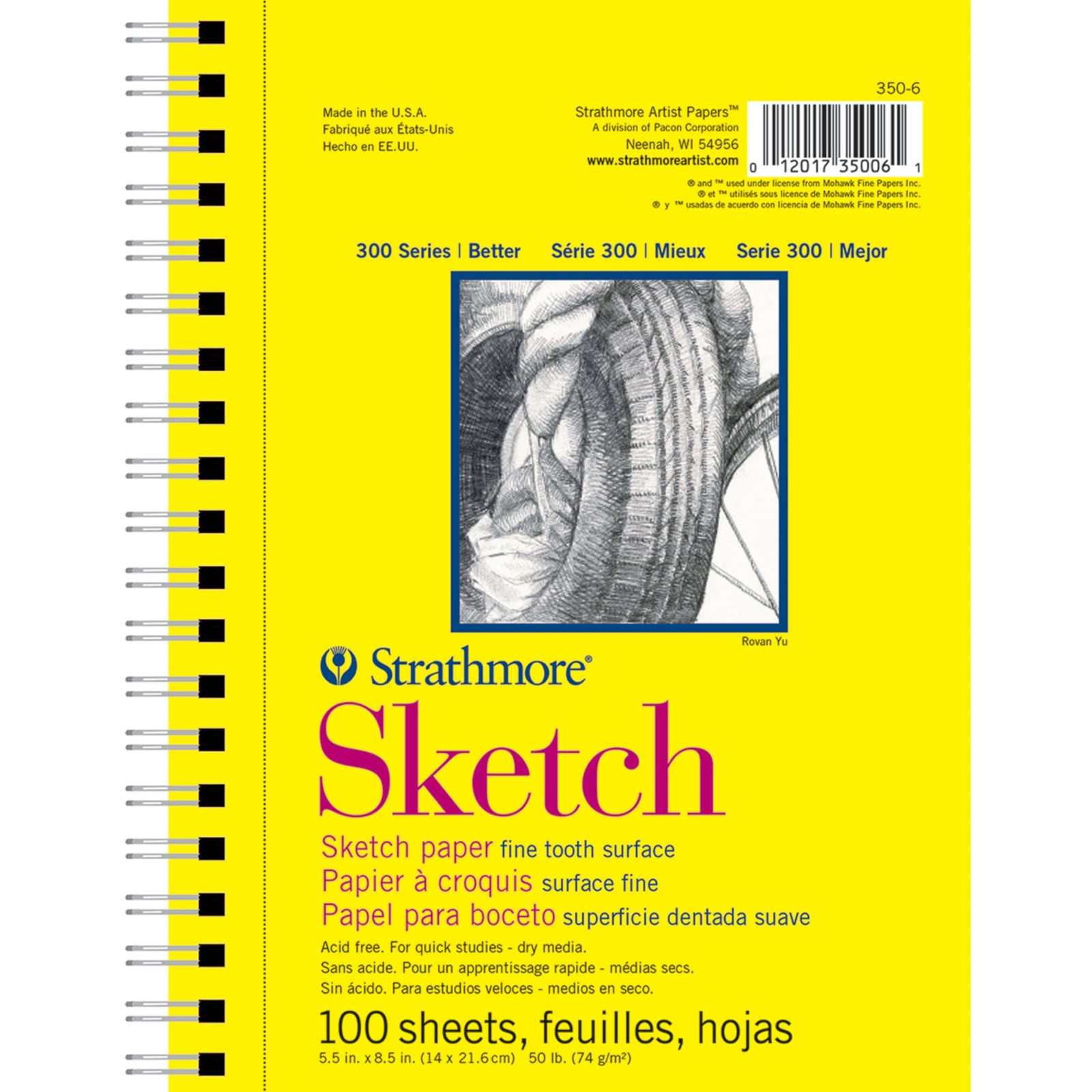 Strathmore 300 Series Sketch Pad, 5.5x8.5 inch, 100 Sheets, Side Wire - Artis...