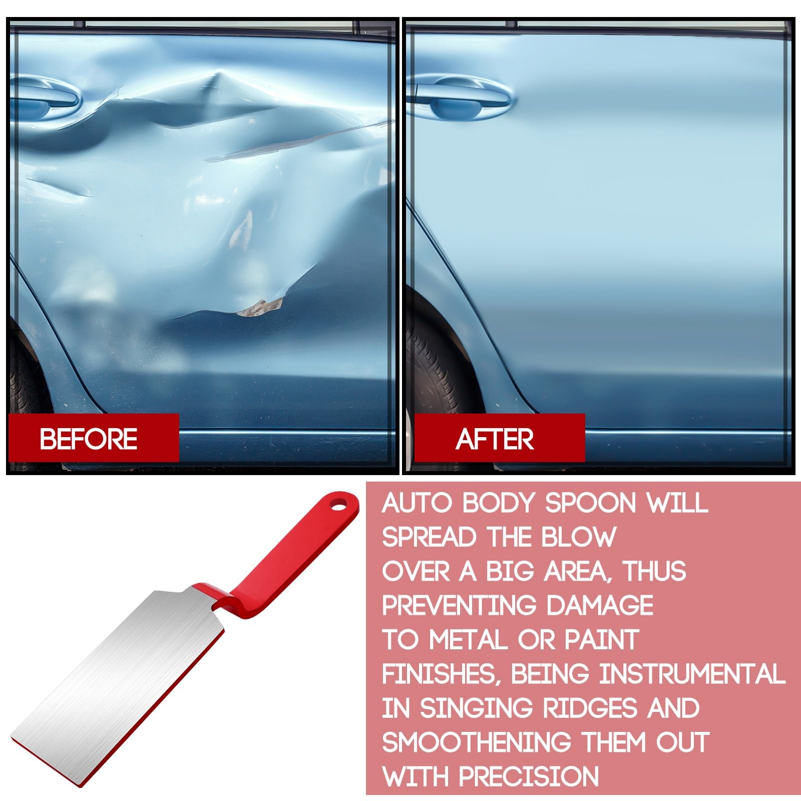 DaisyInner Professional Dinging Spoon Slapping Auto Body Dent Repair Red