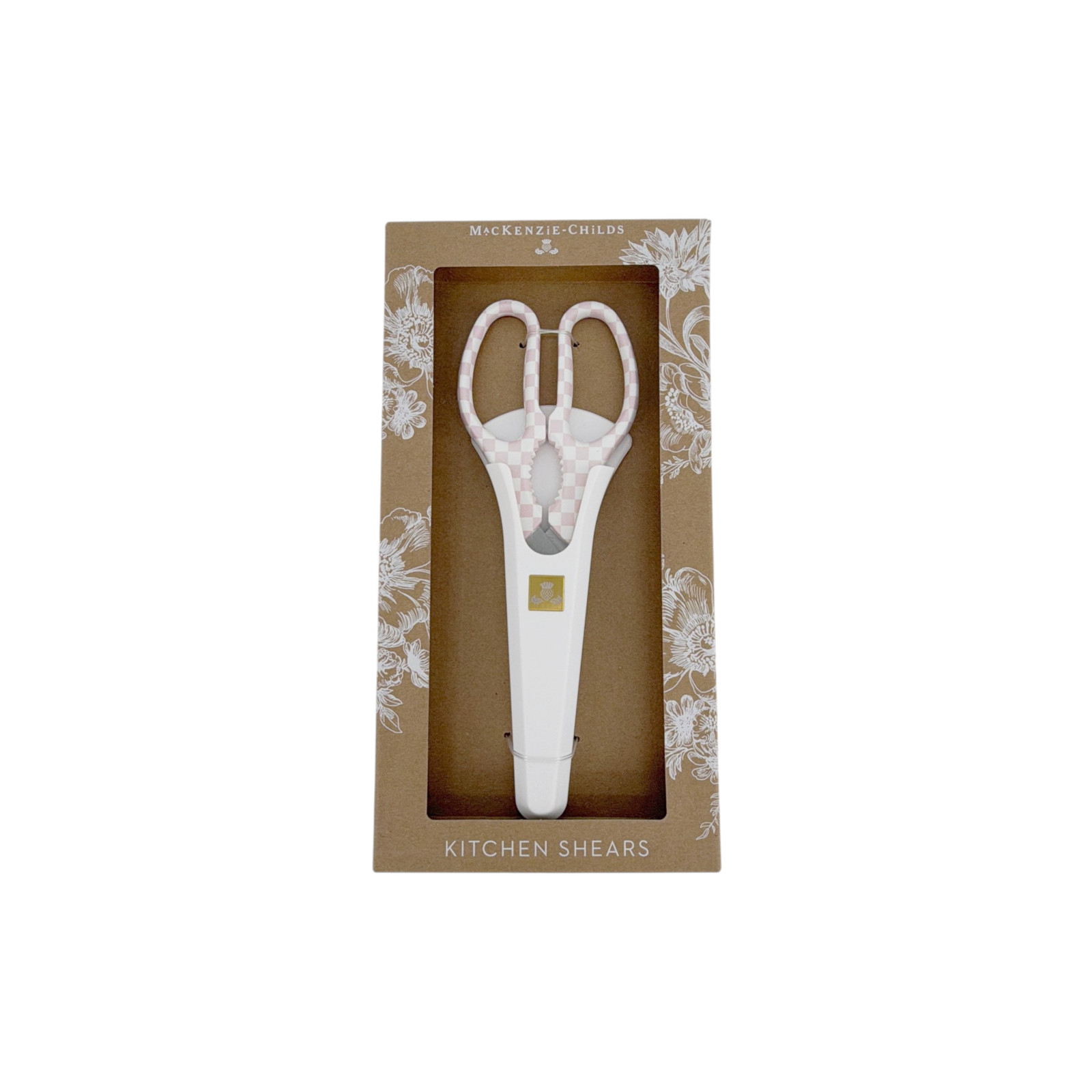 MACKENZIE-CHILDS Check Kitchen Shears in Pink & White Check