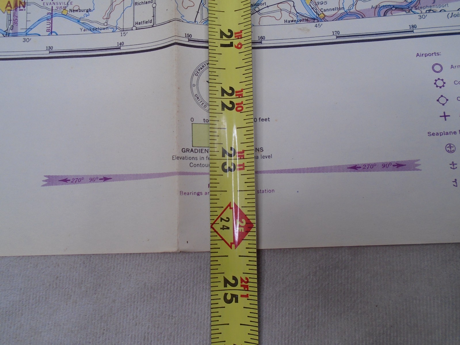 1945 Cincinnati Sectional Aeronautical Chart Map U.S Coast & Geodetic Survey