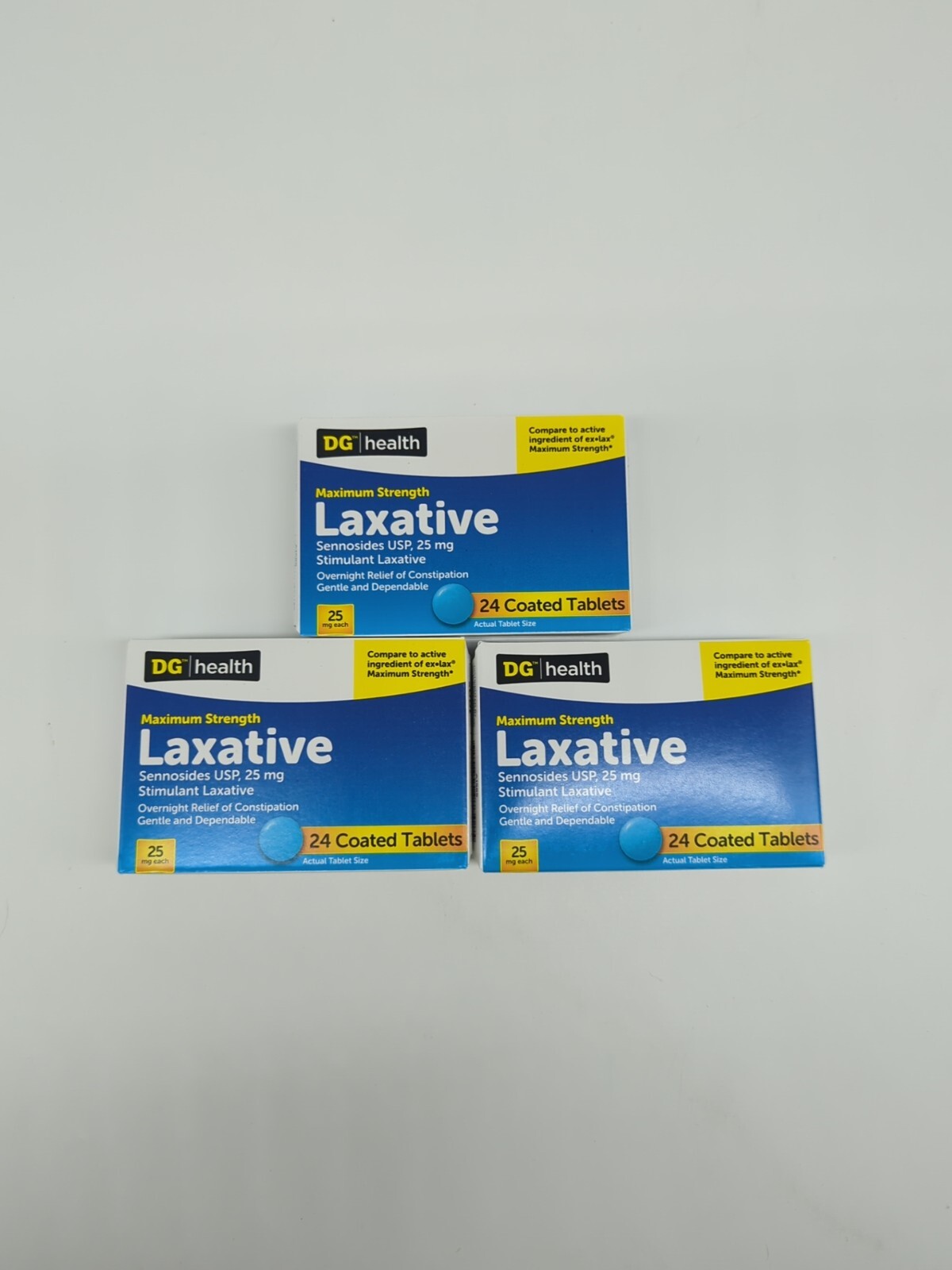 Dg Health 25mg Maximum Strength Laxative Coated Tablets 24 Tablets - Pack Of 3