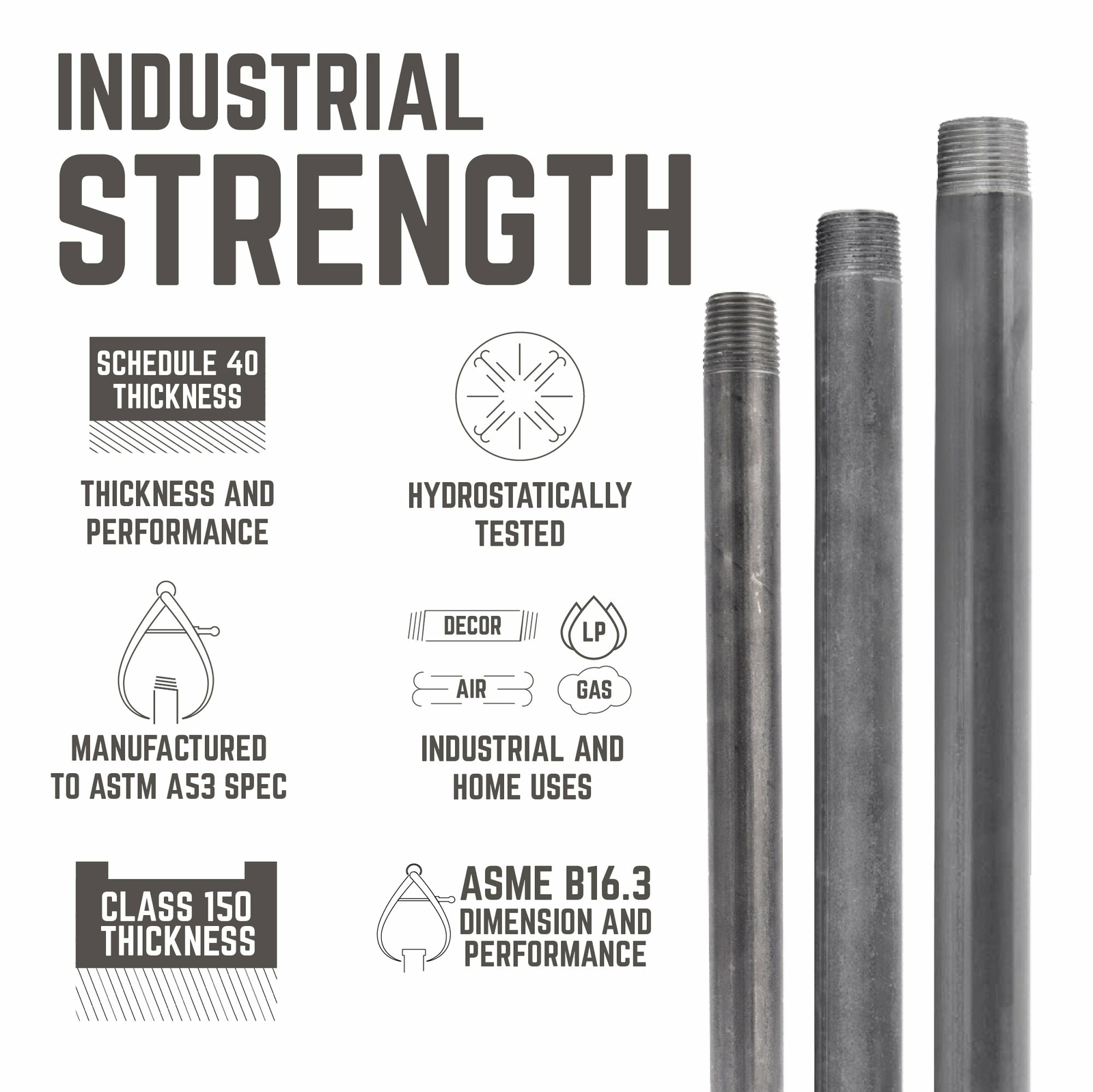 3/8 in. x 6 in. Black Pipe