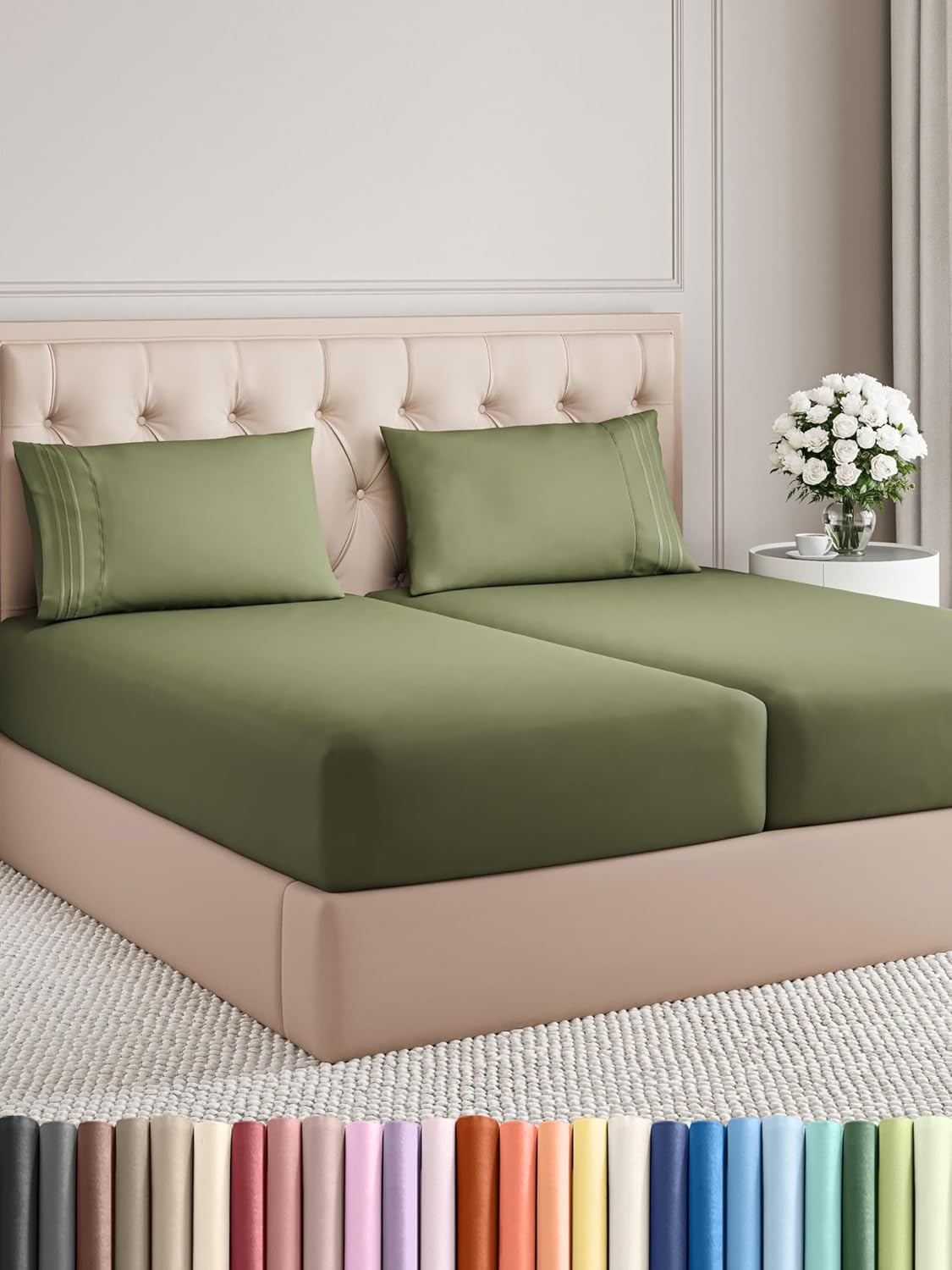 Split King Size 5 Piece Sheet Set - Comfy Breathable & Cooling Bed Sheets Set -