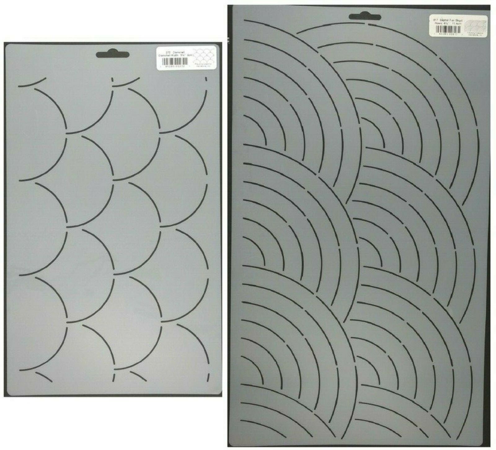 2 Quilting Stencils Baptist Bishops Fan and Clamshell Quilt Background Templates