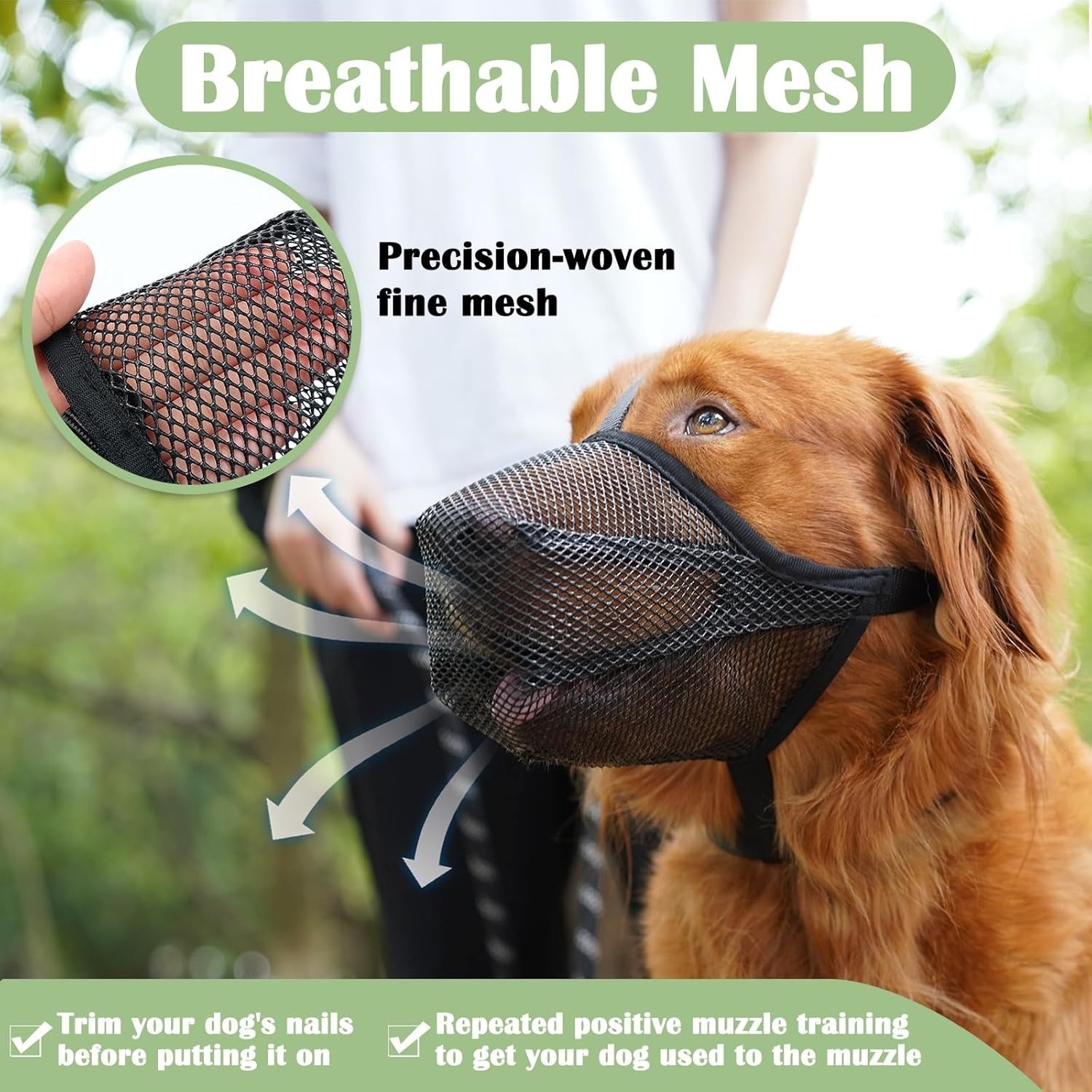 Mayerzon Dog Muzzle, Soft Mesh Muzzle for L [Snout Cir: 11"-12¼"], Black