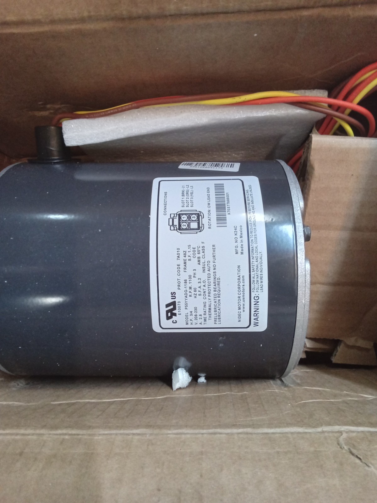 Service First Condenser Fan Motor 3/4 HP 208-230V 60 Hz 1100 RPM 48Z Frame 3 Ph