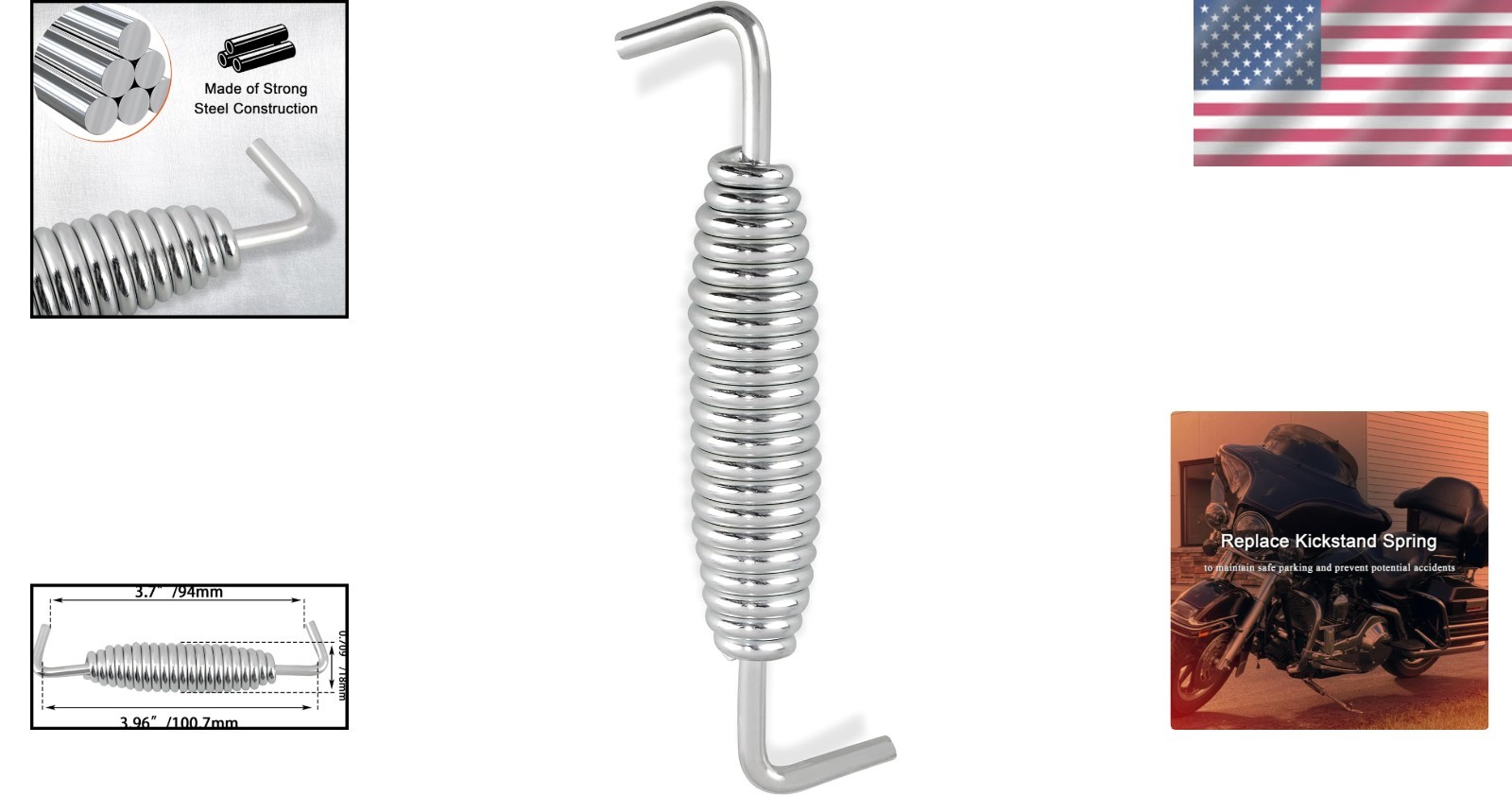 Kickstand Spring, Jiffy Stand spring for Touring 1999-2006, for Color: CHROME