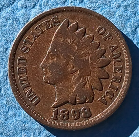 1898 Circulated Indian Head Cent Penny, Free Shipping.