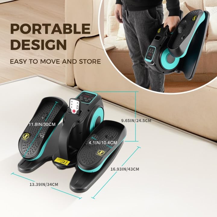 Under Desk Elliptical Machine, Compact Seated Pedal Exerciser with Remote
