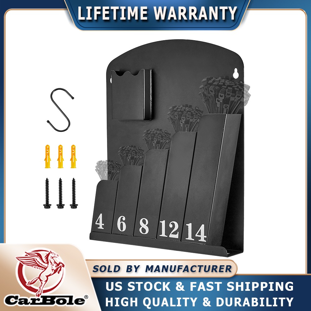 2.4"D x 11.8"W x 13.75"H Cable Tie Holder, Wall Mount Storage Rack Organizer