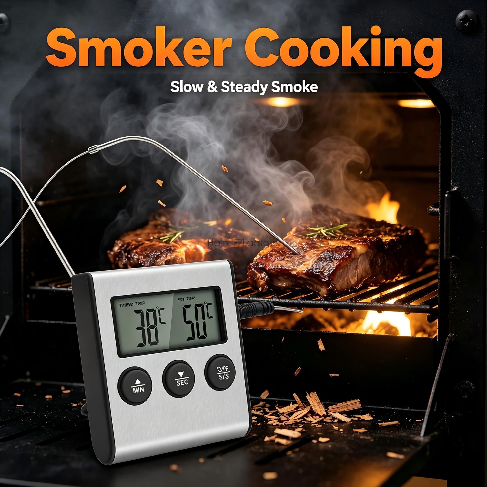 Remote Digital Kitchen Thermometer Timer Probe Meat Food Cooking Tool