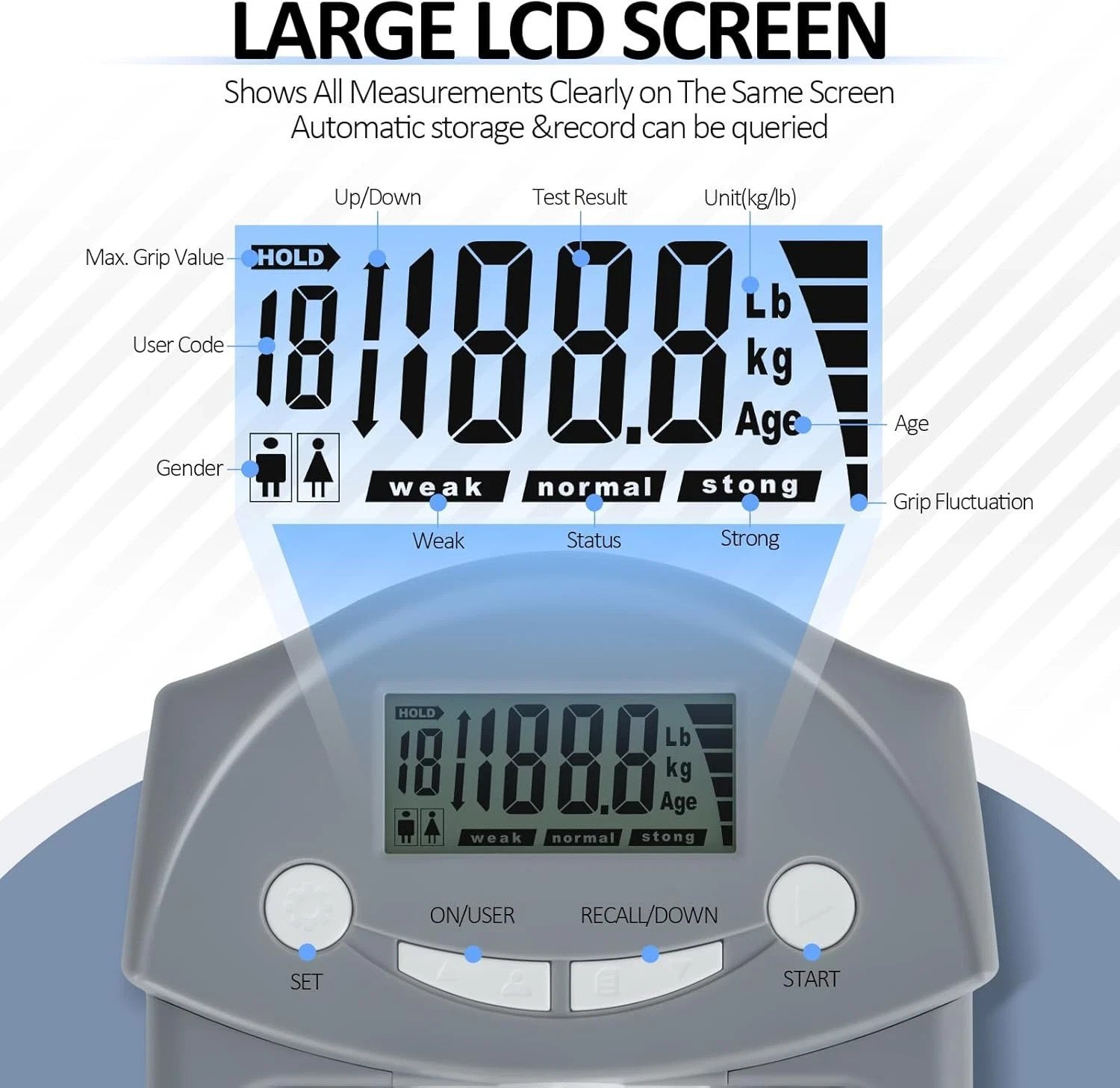 Grip Strength Tester, Hand Grip Dynamometer, Electronic Hand Grip Strength Teste