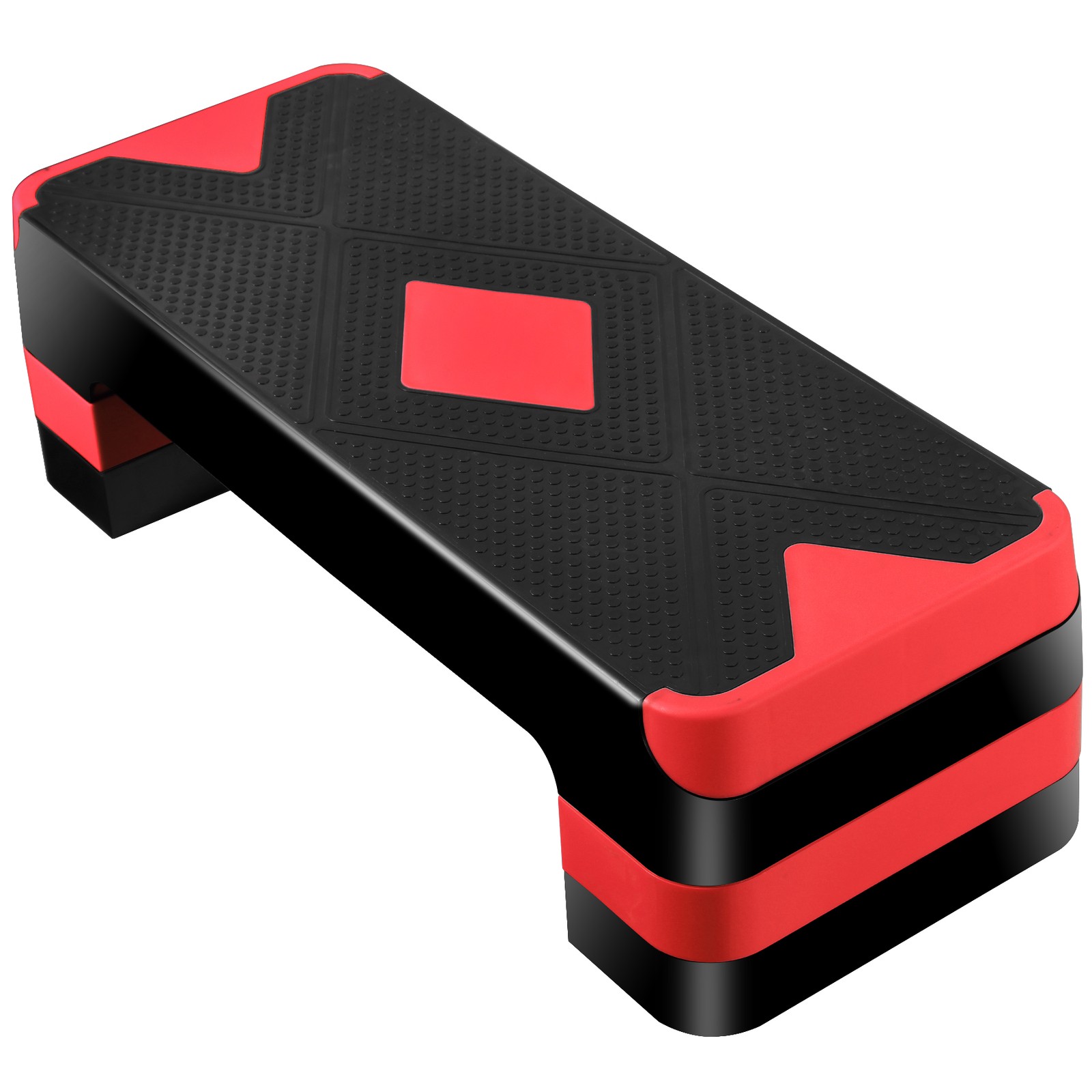 26.5" Aerobic Step Platform Adjustable Exercise Workout Stepper w/4 Risers Red