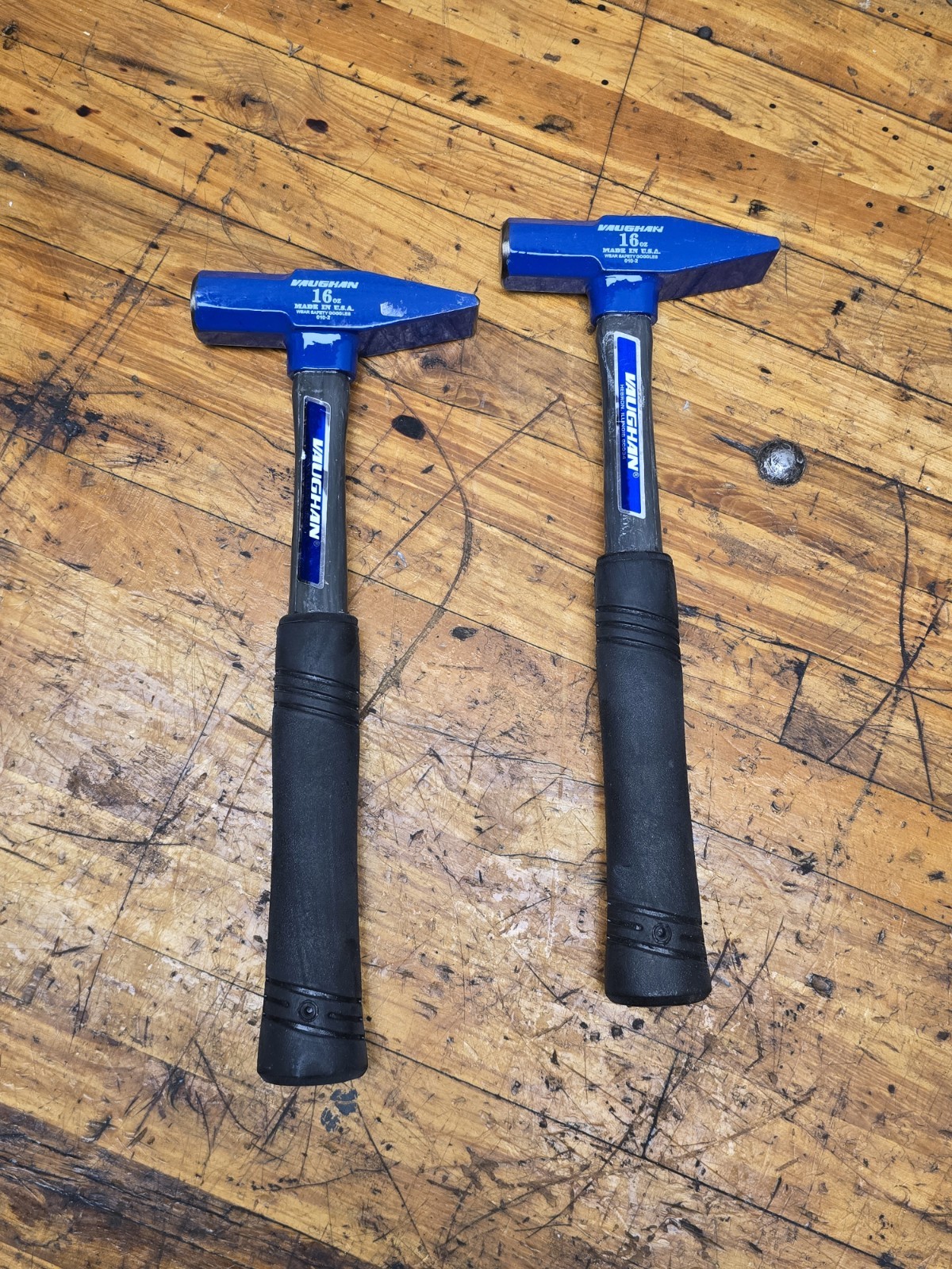 Pair Vaughan 16oz Cross Peen Hammers Fiberglass Handle Made In USA NEW