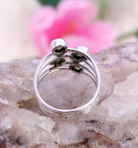 Peridot Gemstone Ring Solid 925 Sterling Silver Handmade Boho Ring All Size R409