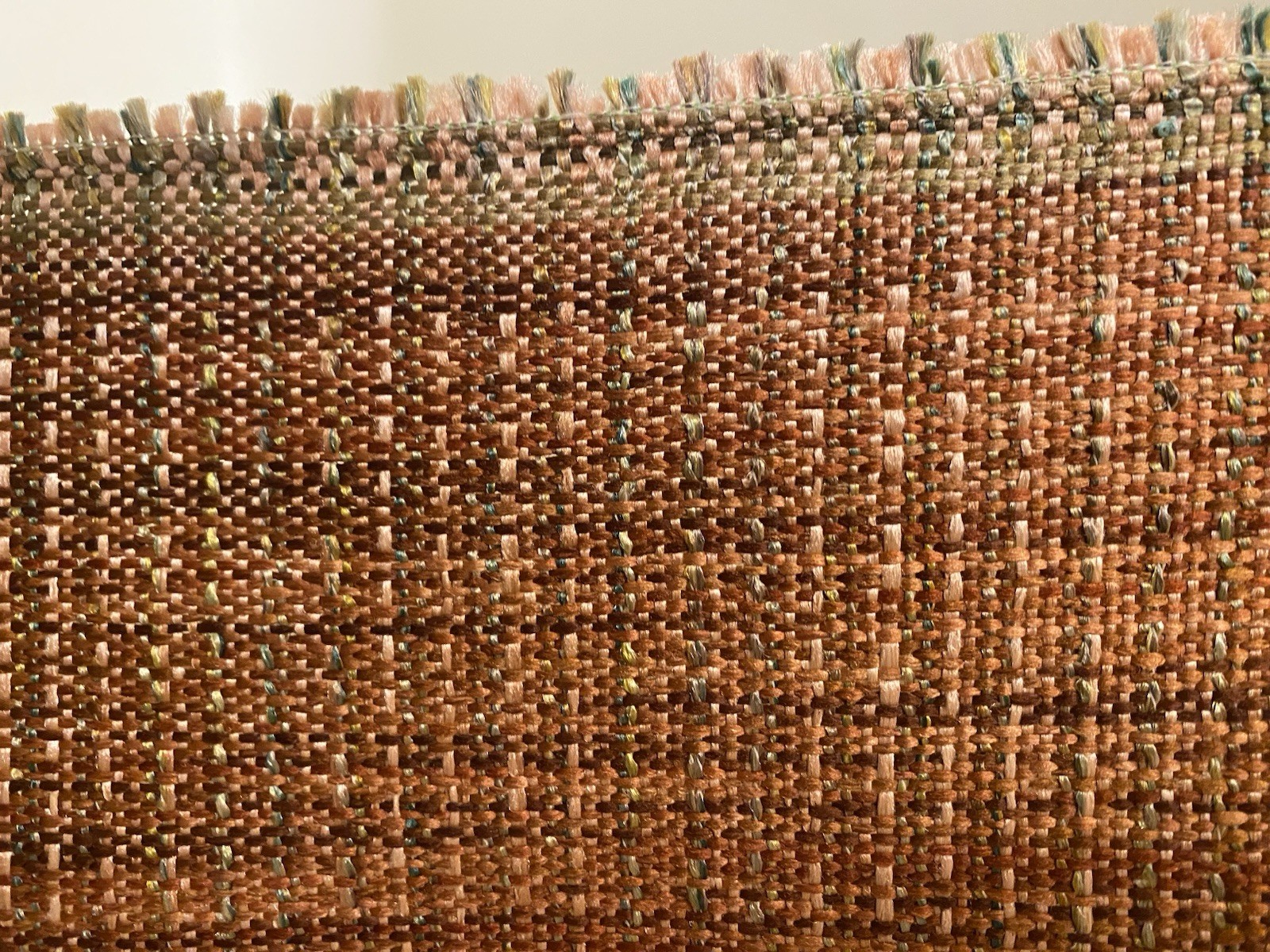 NOS Cone Mills Jacquard Basketweave SAFFRON upholstery fabric 58" 60 Yds BTY