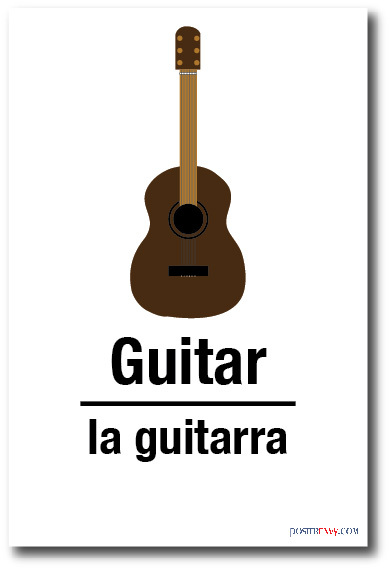 La Guitarra - Guitar In Spanish - NEW Foreign Language Educational POSTER