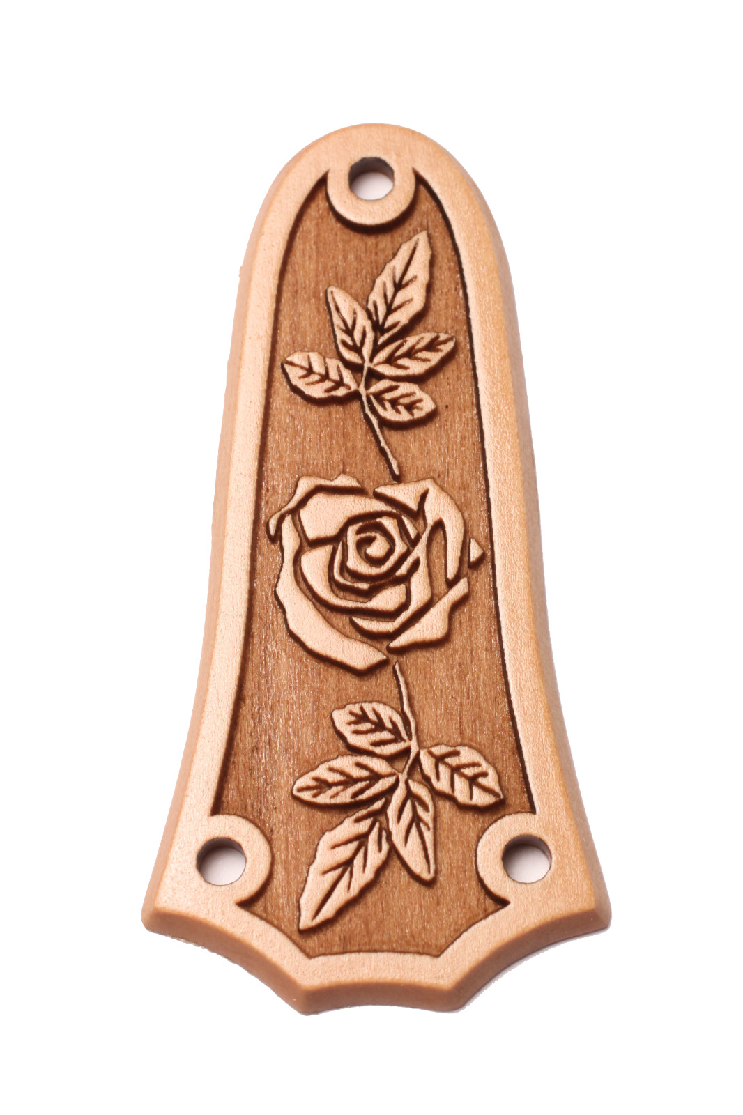 Truss Rod Cover for Taylor, 3 hole, Boxwood with Rose engraved design
