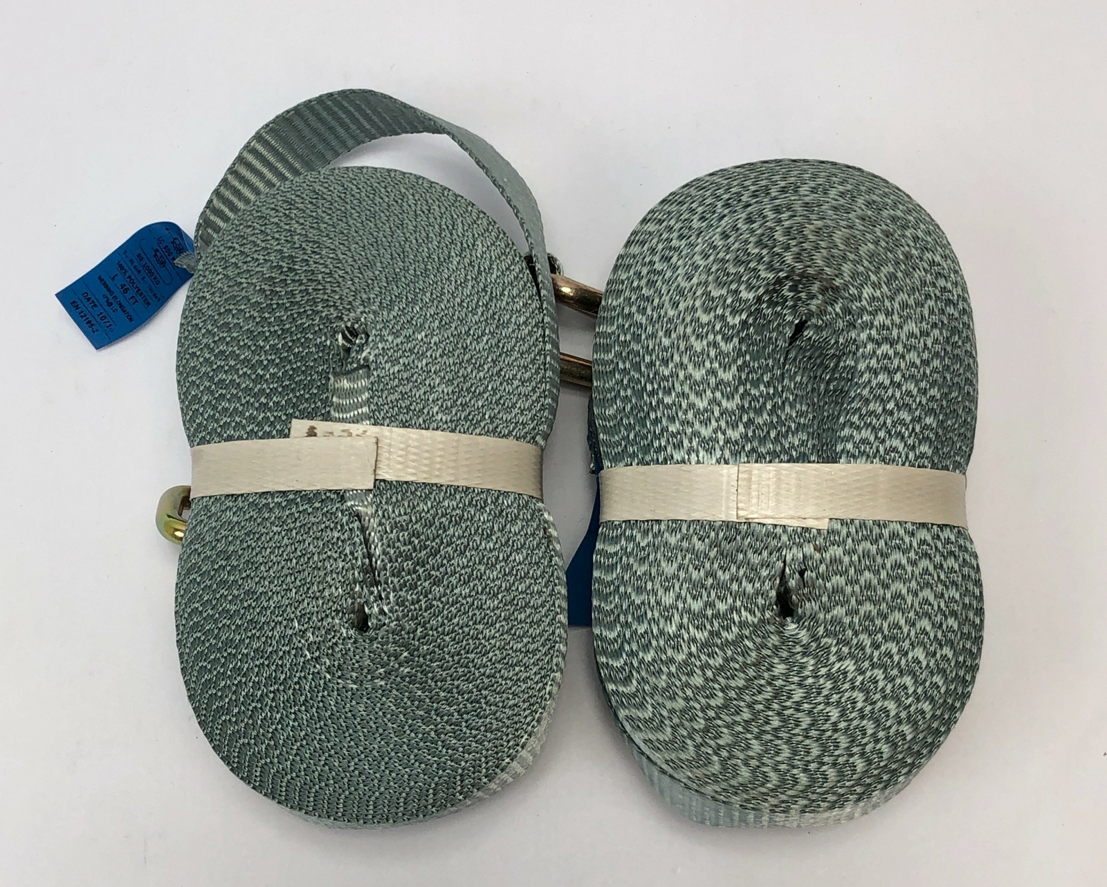 GS Double Hook Ratchet Gray Tie Down Strap L 46 ft EN 12195-2 Lot of 2