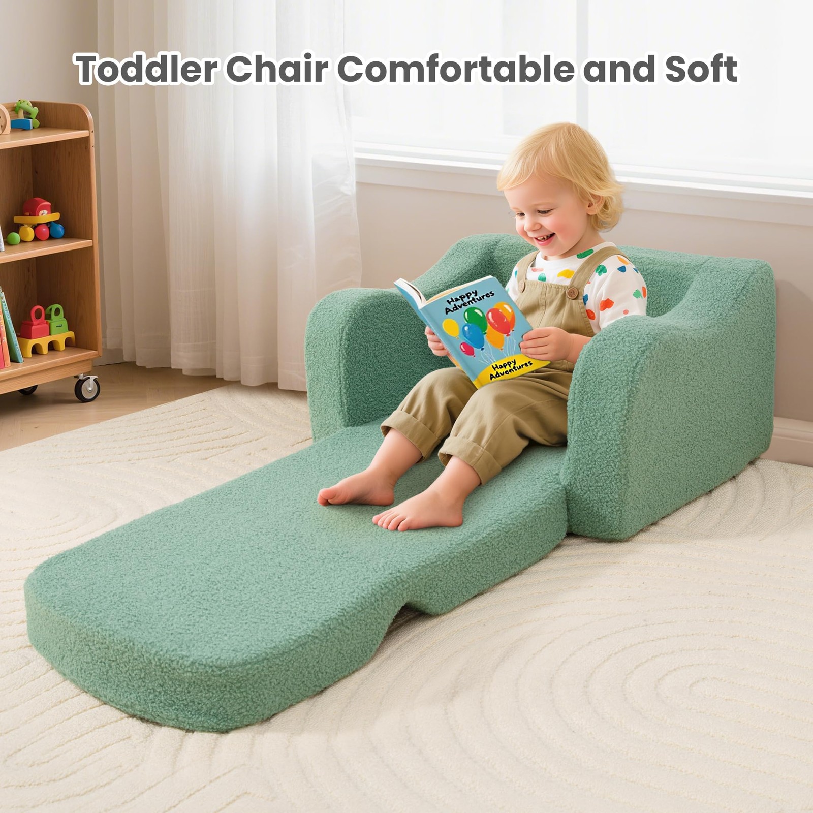 Airpanda Comfy Toddler Chair Kids, 2-in-1 Soft Couch Fold Out for Kids, Todd...