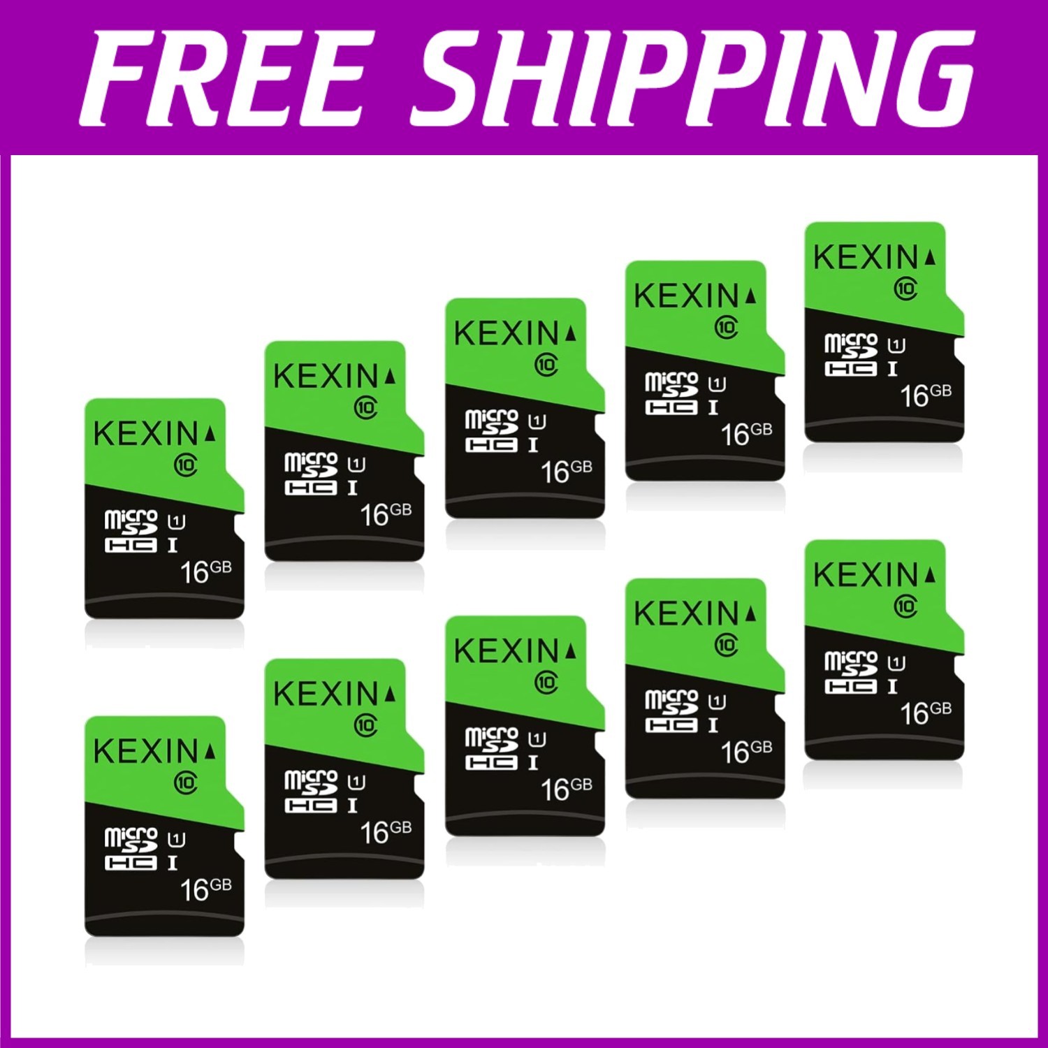 16GB Micro SD Card 10 Pack with SD Adapter - UHS-I C10