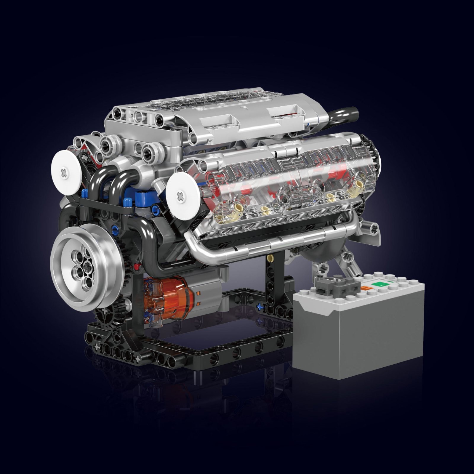 ABS V8 Engine Motor Engineering Model Stacking Blocks Education Toy Gift
