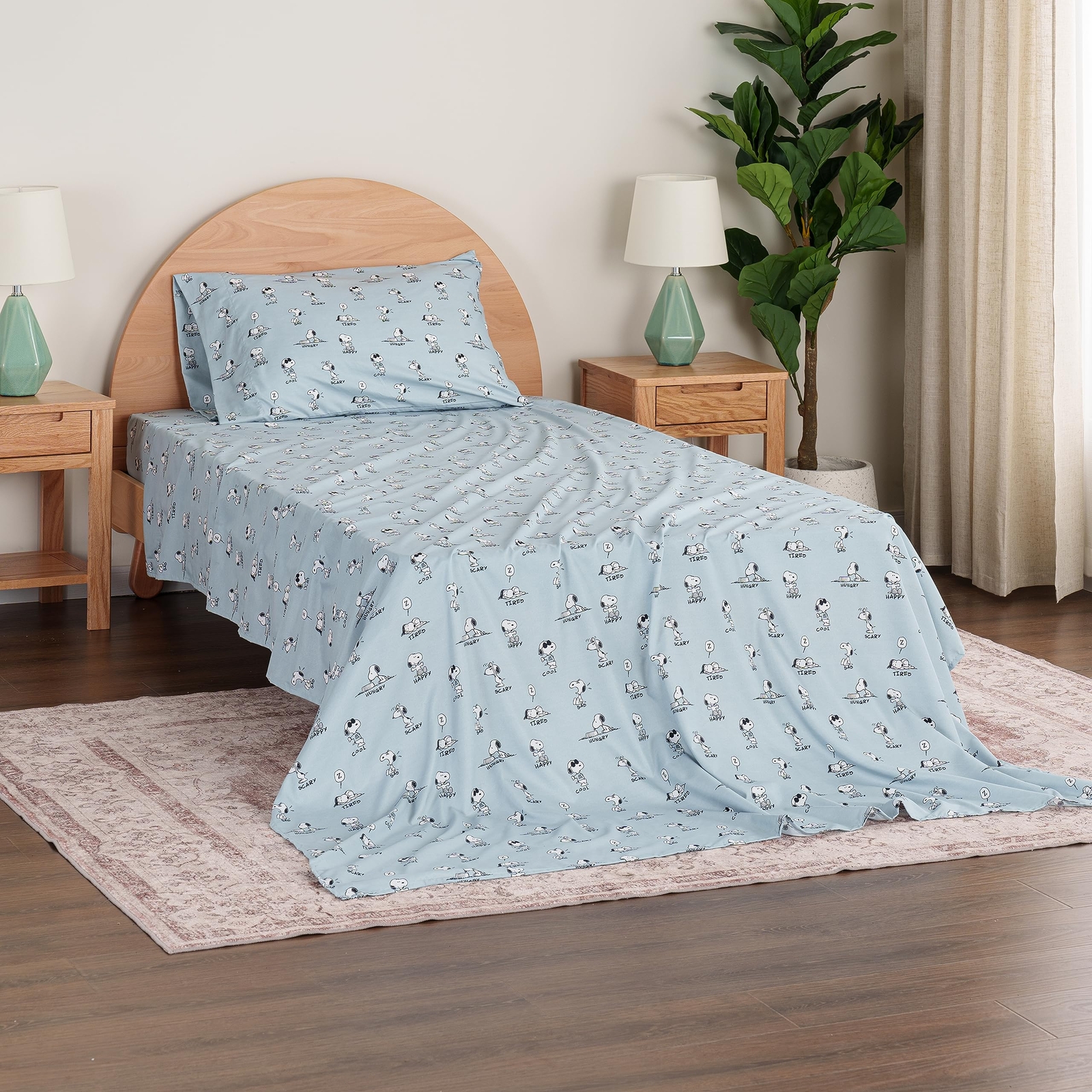 Peanuts® Kids Sheet Set Full Size - 4 Pieces Peanuts® Snoopy Different Emotio...