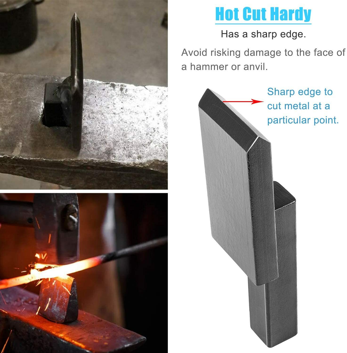 3/4" Blacksmith Anvil Forge Hardy Tool Hot Cut Creasing Stake Spring Fuller