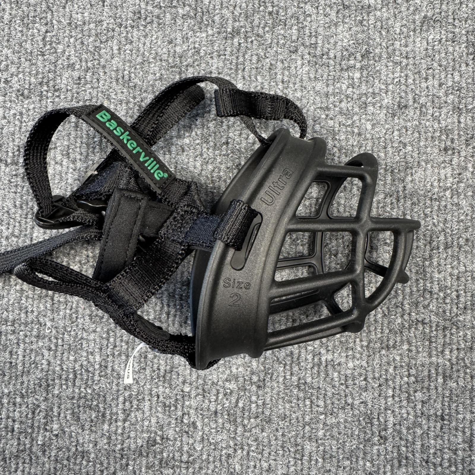 Baskerville Ultra Dog Muzzle Size 2 Black Rubber Basket Adjustable Straps Pet