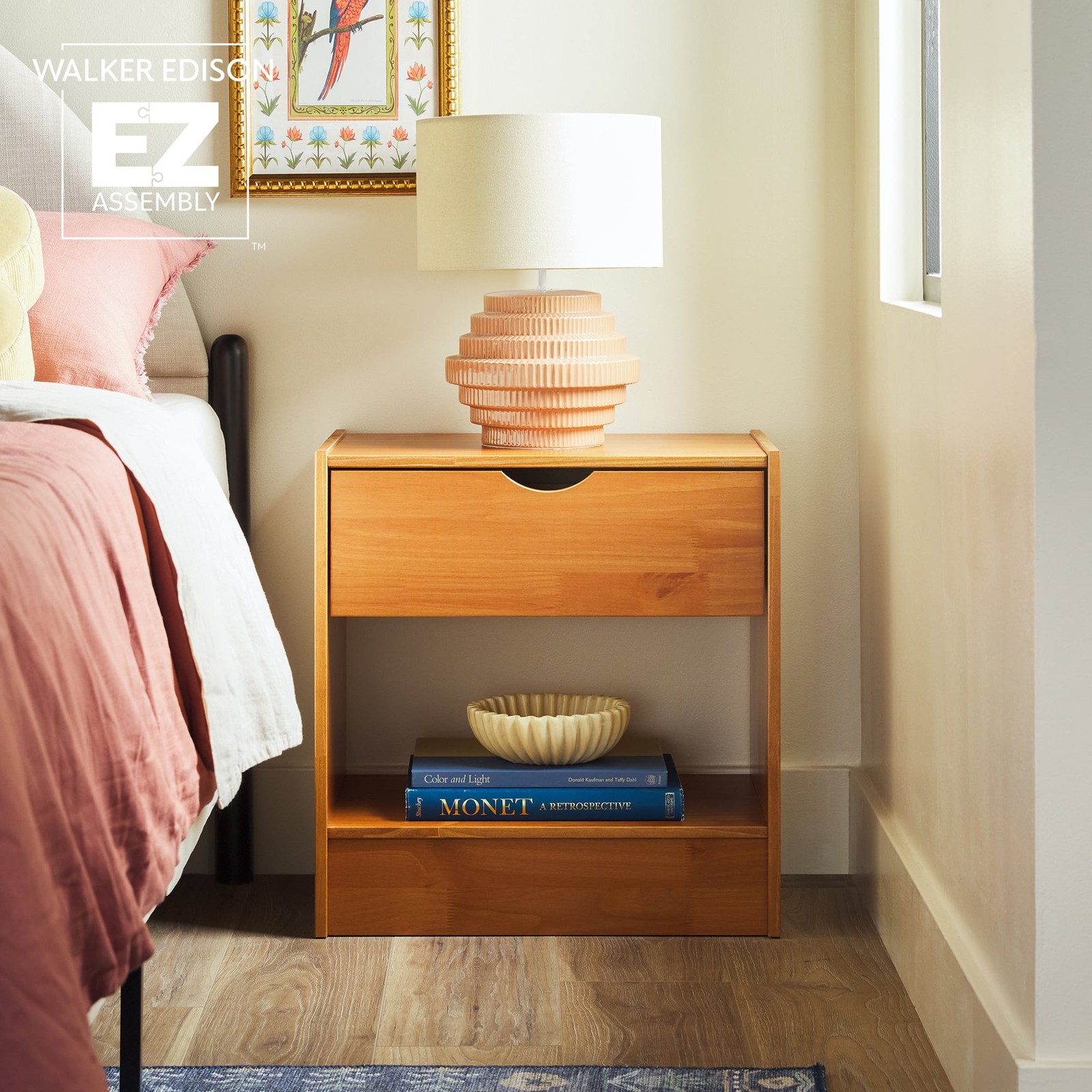 Declan 1 Drawer Nightstand Caramel Brown