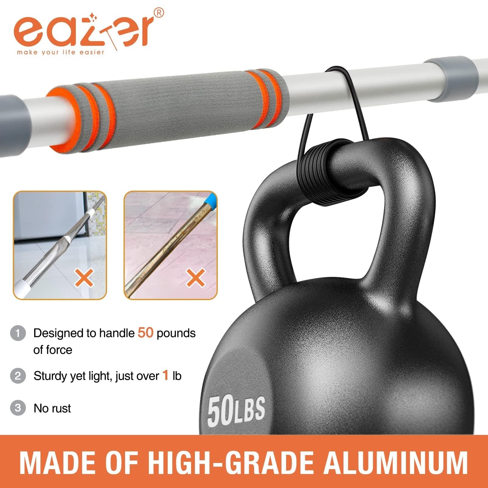 Eazer 89'' Squeegee Window Cleaner 2 in 1 89in, Orange, Gray, Silver