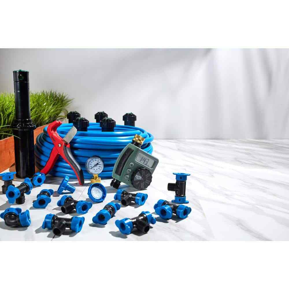 1/2'' Sprinkler System with Hose Faucet Timer Complete Automatic Watering Kit
