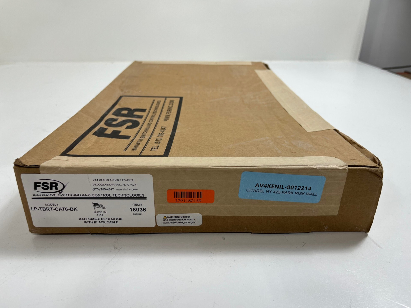 FSR LP-TBRT-CAT6-BK Low Profile Cable Retractor - Black - NEW!