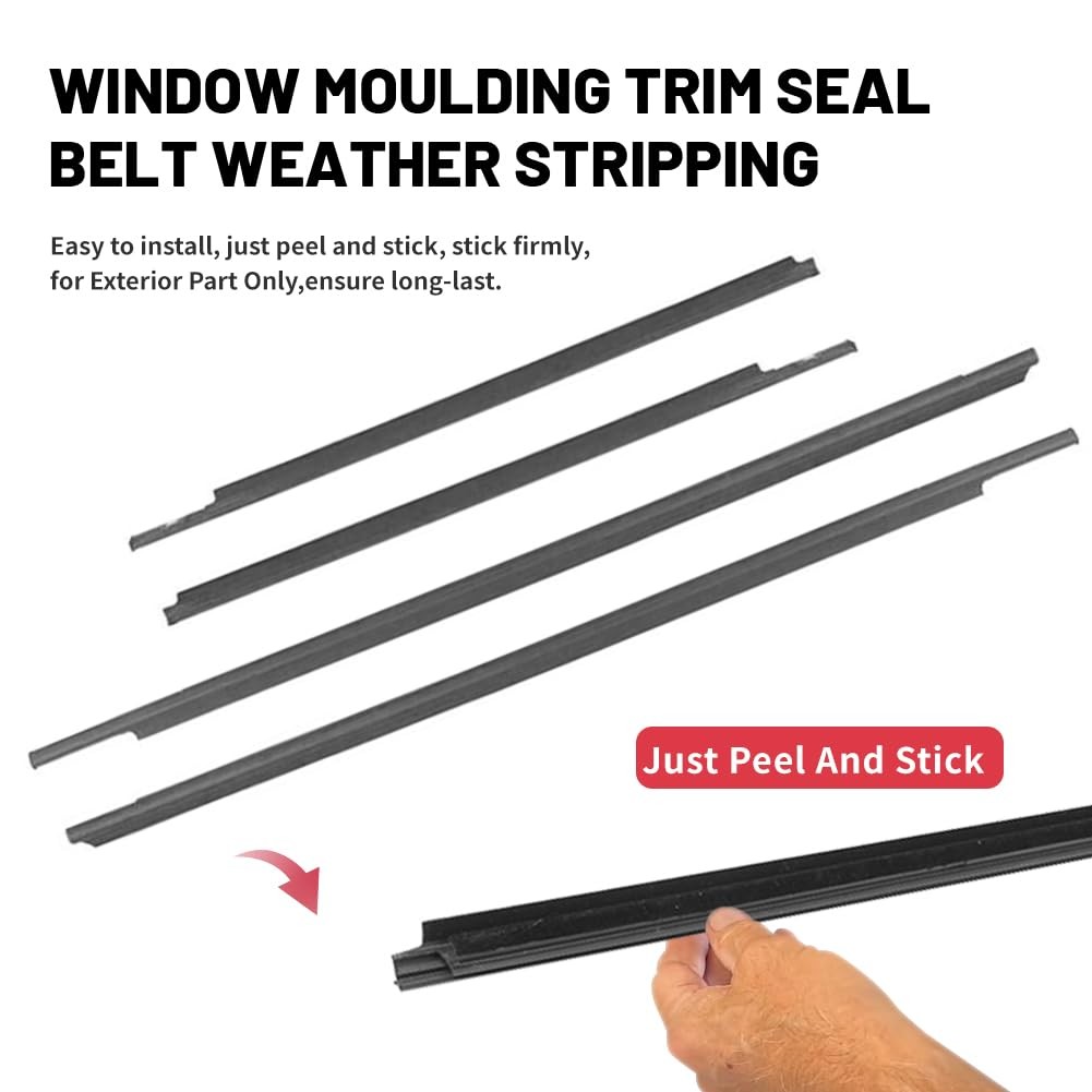 Weatherstrip Window Trim for Toyota Yaris Sedan 2007-2016 Door Outside Chrome