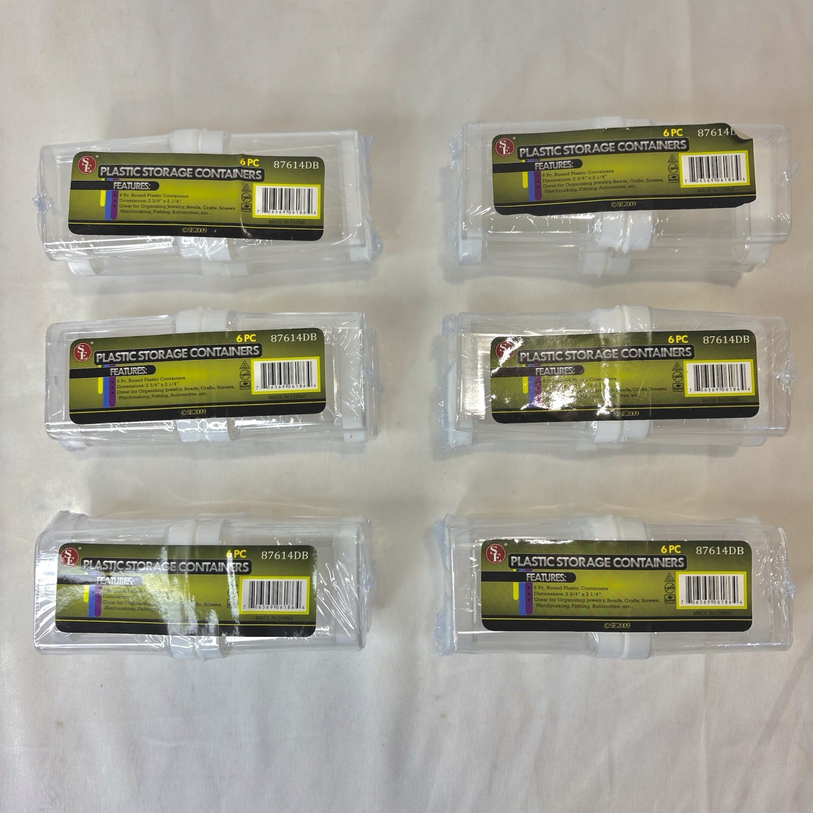 36 Pc Round Plastic Storage Containers 2-1/2" x 2" x 3/4" Six Packs Of Six