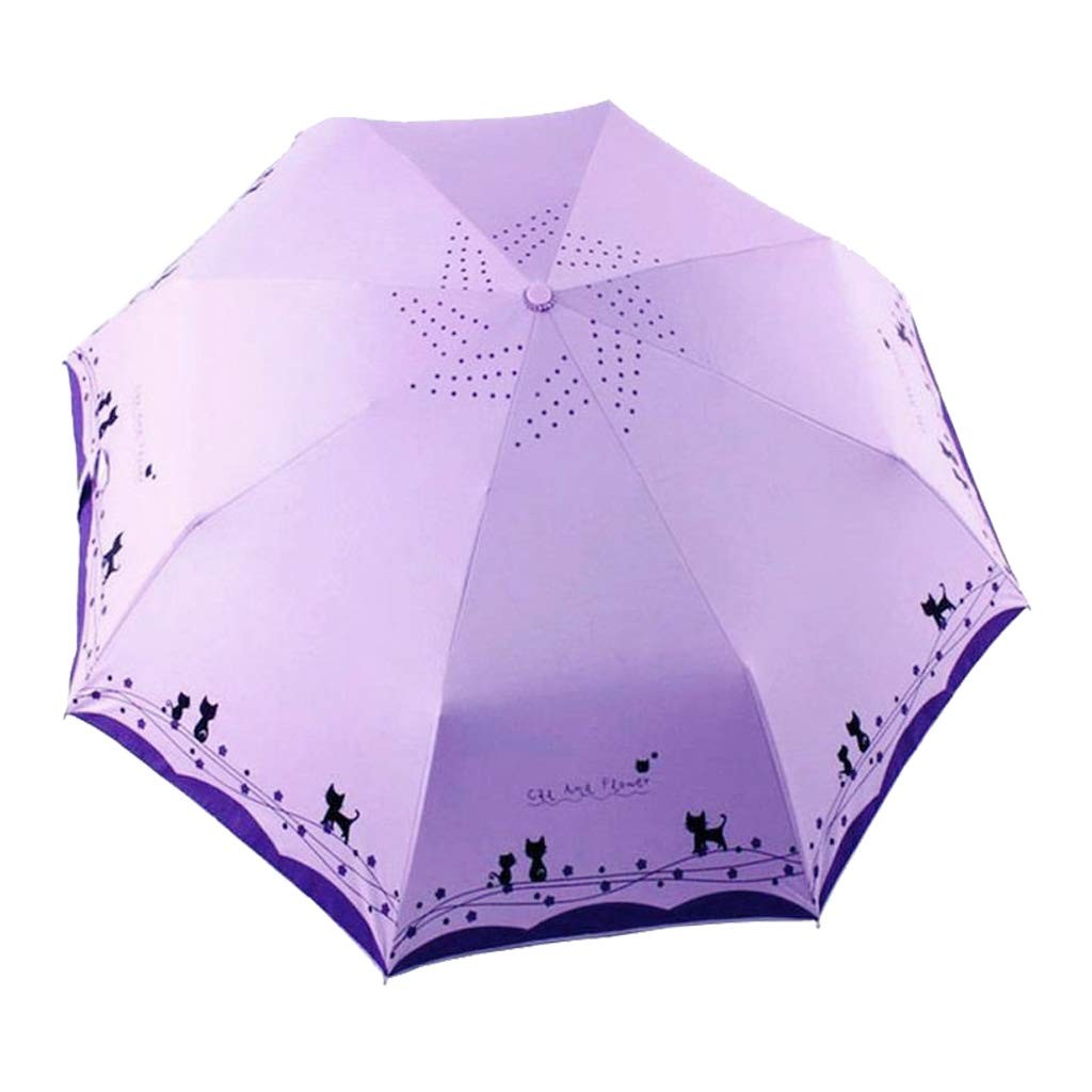 Windproof Compact Travel Folding Cute Cat Umbrella,Auto Open Close Rain&Sun