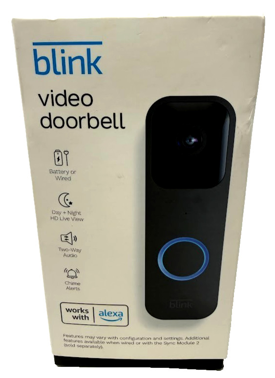 Blink Smart Wifi Video Doorbell Wired/Battery Operated Black, Open Box