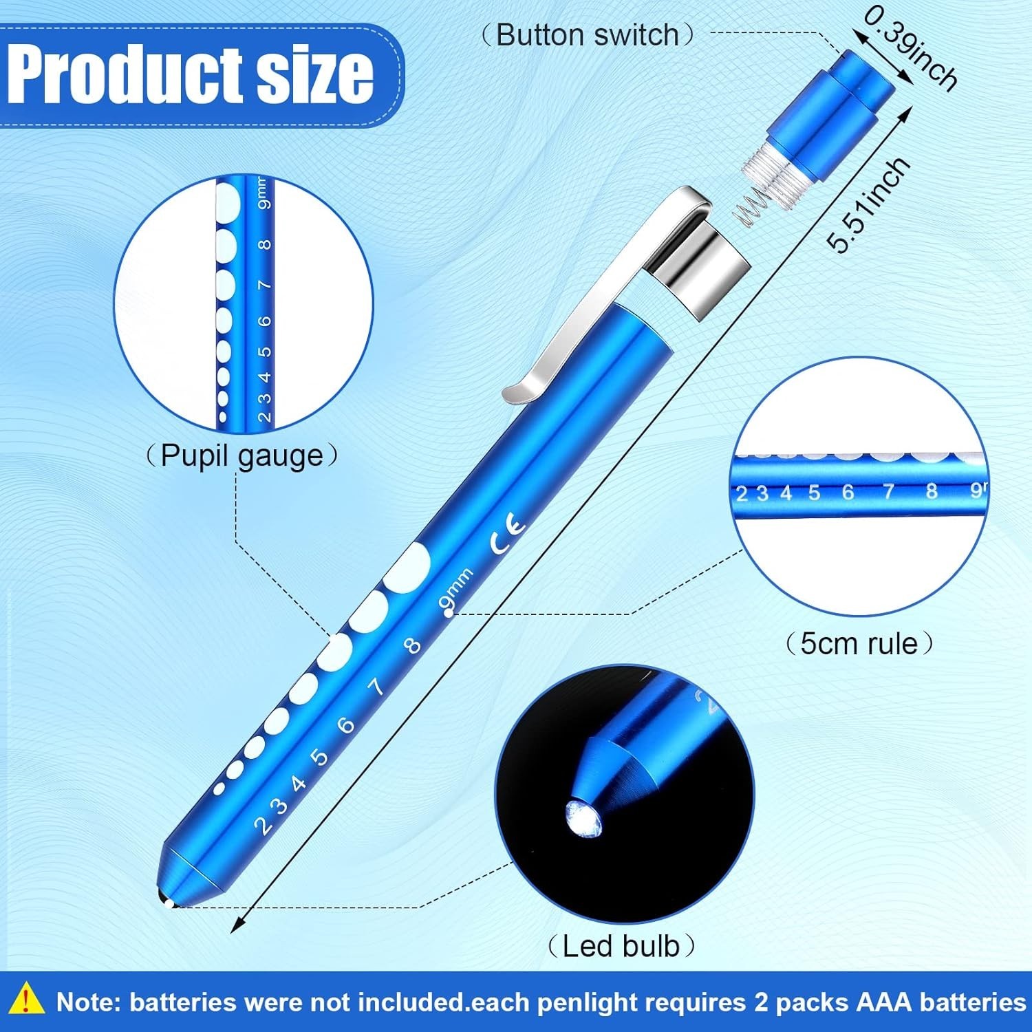 Reusable Pen Light with Pupil Gauge (30 Pack)