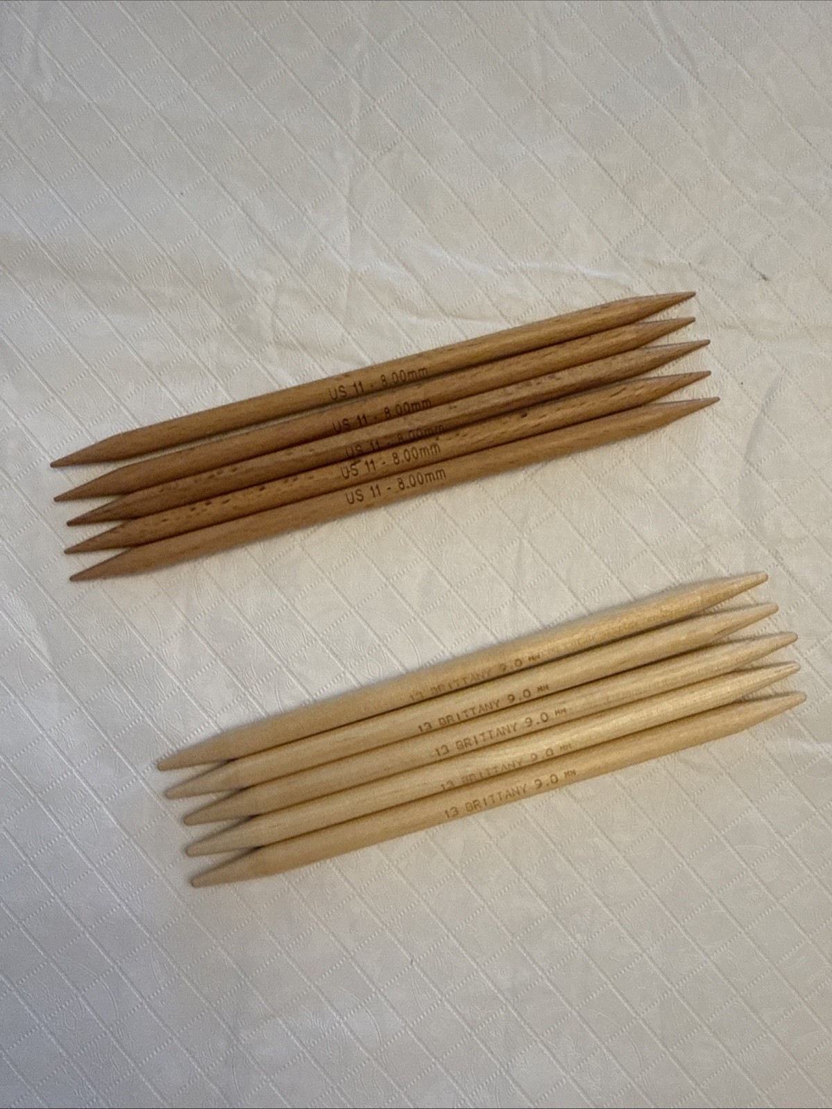 Wooden Knitting Needle Lot Made In USA Double Point Brittany/Unbranded 8.0 & 9.0